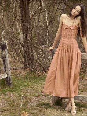 Doen 100% silk dress in papaya NWT